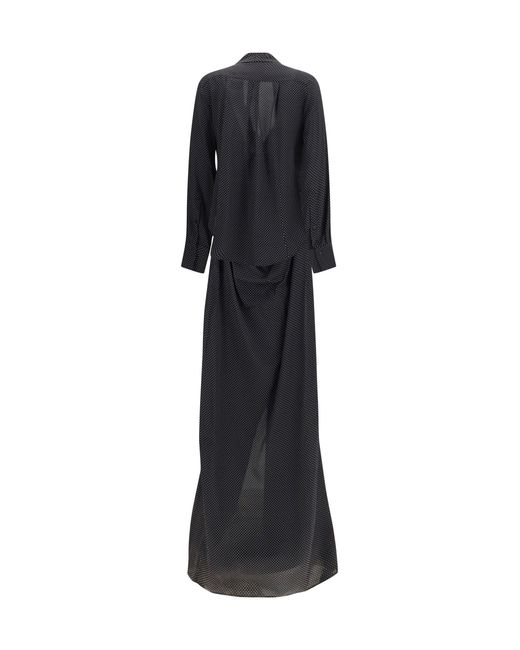 Sa Su Phi Black Dress Criss Cross Silk Polka-Dot