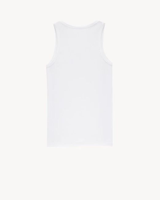 Saint Laurent White Cassandre Tank Top