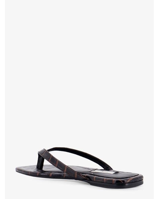 Totême Black Croco-Embossed Leather Sandals