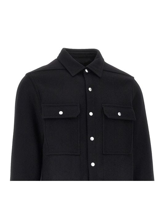 Rick Owens Black Wool Cloth Overshirt for men