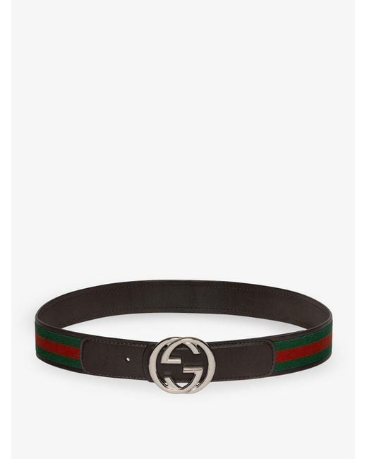 Gucci White Web Fabric And Leather Belt for men
