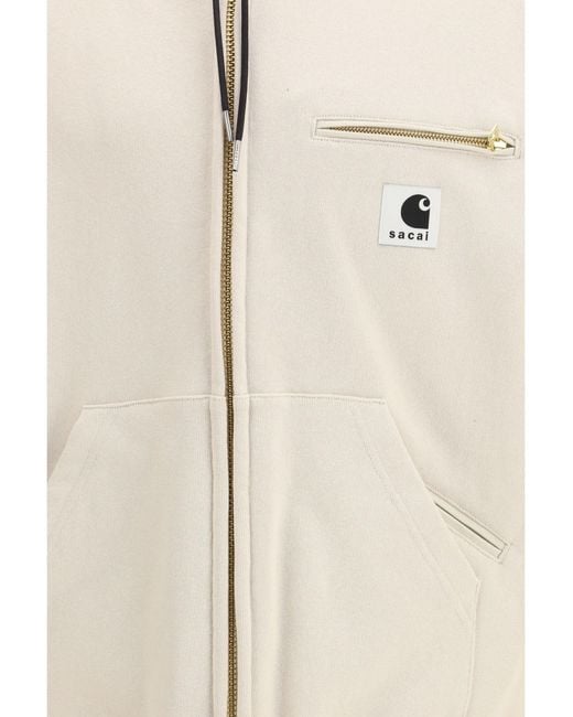 Sacai Natural Cotton Jersey Hoodie By + Carhartt Wip for men