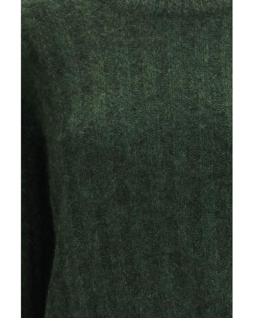 Allude Green Cashmere And Silk Crewneck Sweater