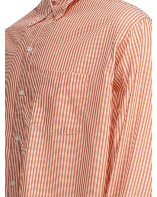 Beams Plus Pink Wool Stripe Shirts for men