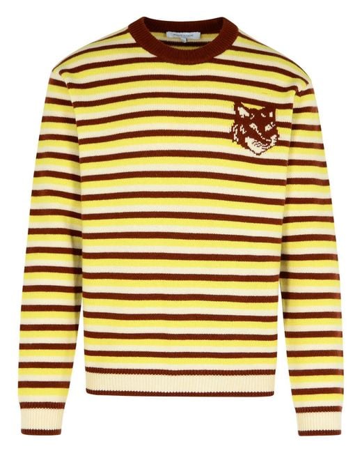 Maison Kitsuné Yellow Multi Wool Sweater for men