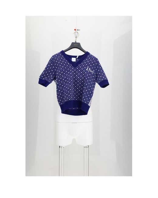 Dior Blue Jacquard Knit Ba-Cannage