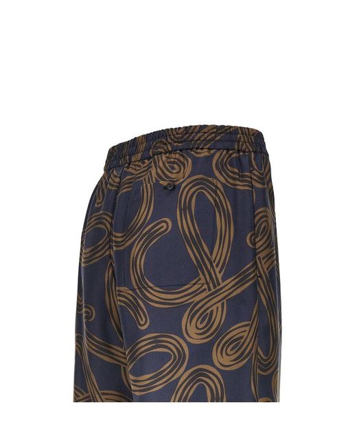 Loewe Gray Anagram Print Silk Shorts for men