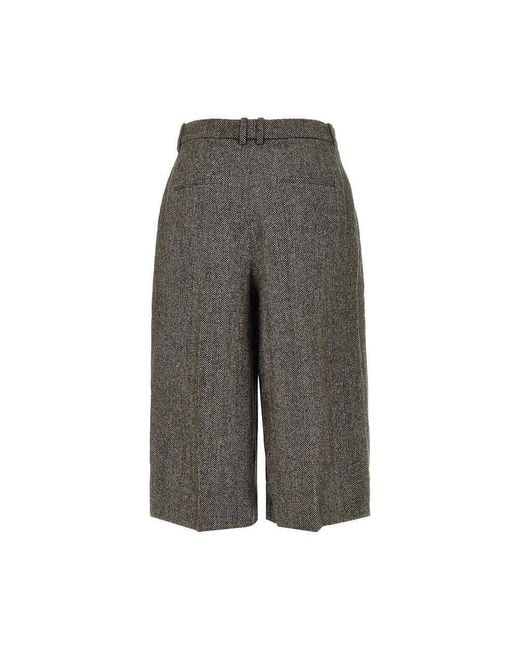 Saint Laurent Gray Wool-Blend Skirt Pants
