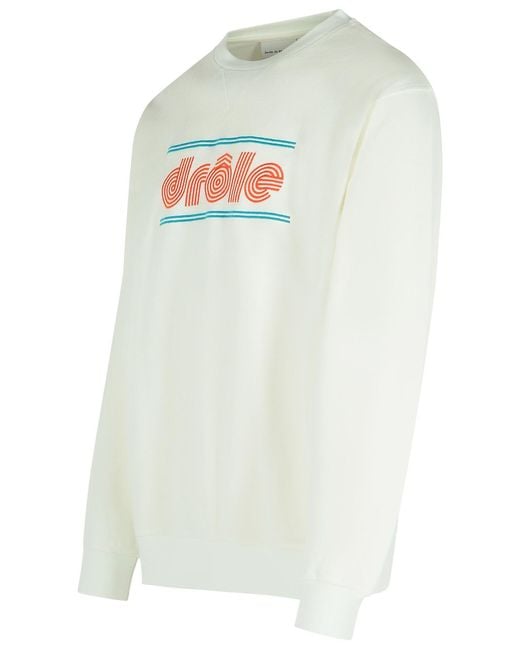 Drole de Monsieur White Tennis Cotton Sweatshirt for men