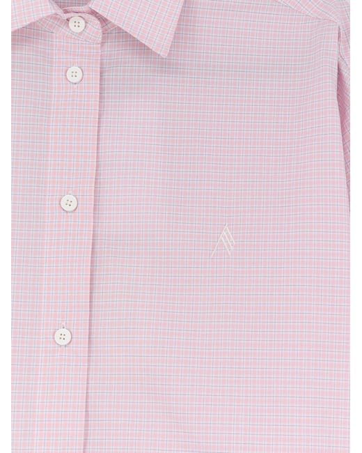 The Attico Pink Cotton Shirt With Front Embroidered Logo
