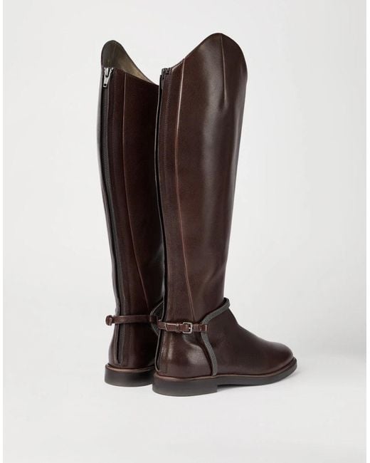 Brunello Cucinelli Brown Leather High Boots