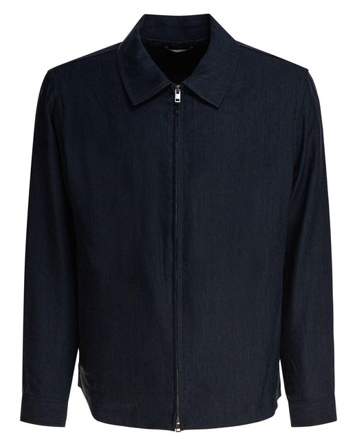 Vince Blue Bomber Jacket Zipper Closure