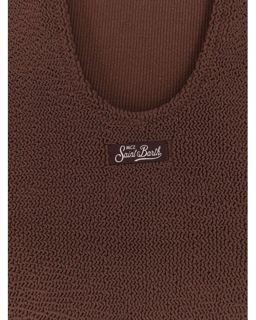Mc2 Saint Barth Brown Lora Crinkle One-Piece