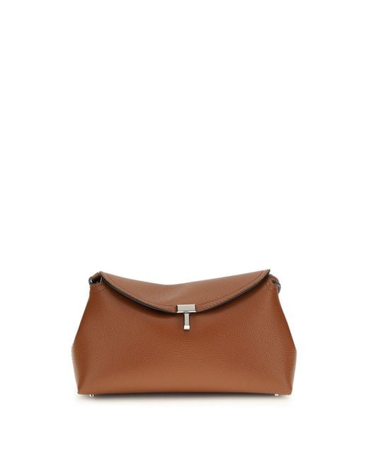 Totême Brown T-Lock Clutch Bag