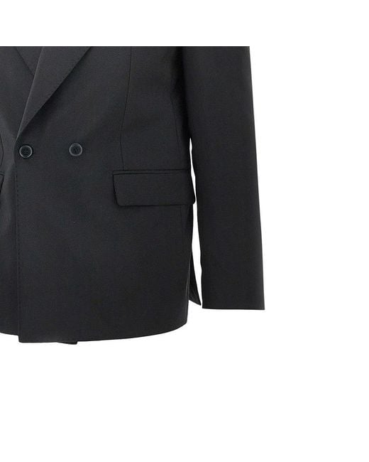 MARSĒM Black Stretch Wool-Blend Double-Breasted Jacket for men