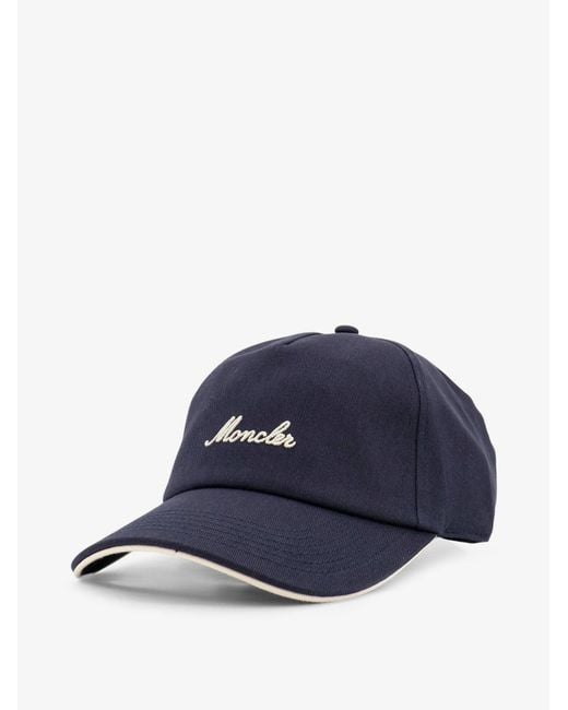Moncler Blue Cotton Baseball Hat for men