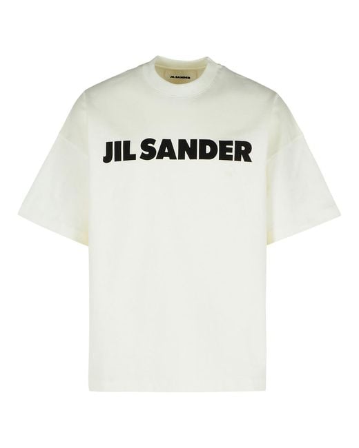 Jil Sander Gray Ivory Cotton T-Shirt for men