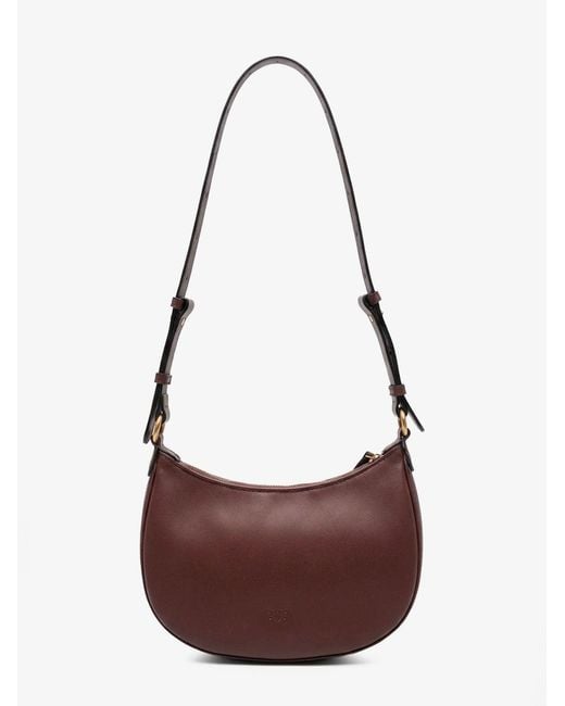 Pinko Red Half Moon Mini Leather Crossbody Bag