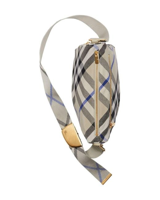 Burberry Gray Medium Shield Checked Shoulder Bag