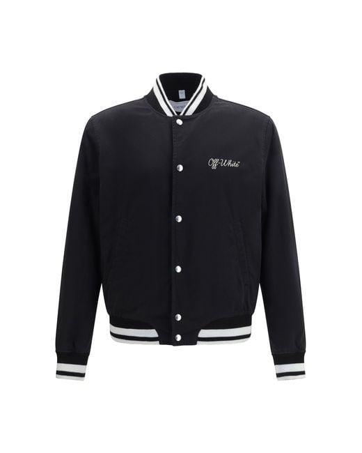 Off-White c/o Virgil Abloh Blue Script Cotgab Souvenir Varsity Jacket for men