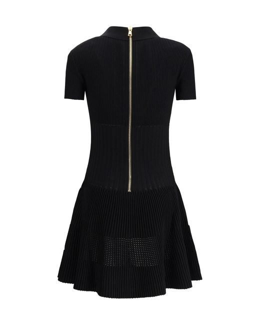 Balmain Black Flared Knit Mini Dress
