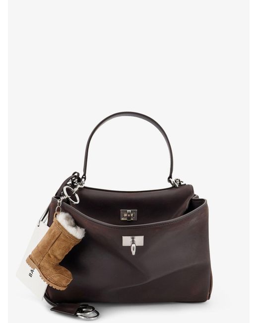 Balenciaga Black Rodeo S Leather Crossbody Bag With Vintage Motif
