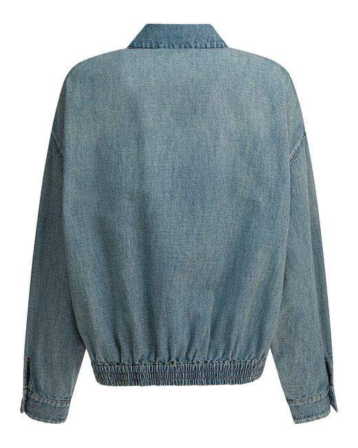 Miu Miu Blue Blouson With Logo