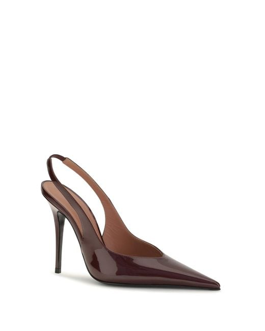 AMINA MUADDI Brown Anok Patent Leather Slingback Pumps Merlot
