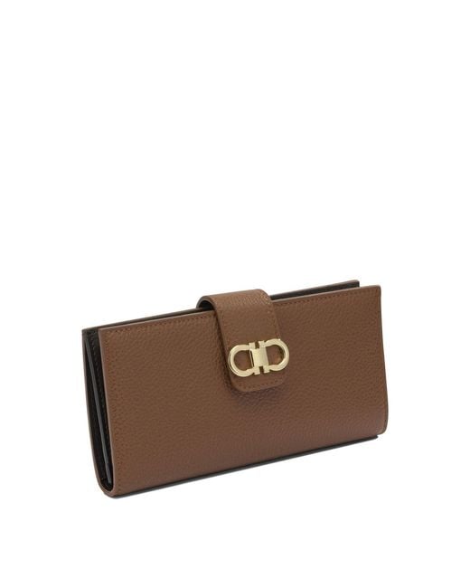 Ferragamo Brown "Gancini Continental" Wallet