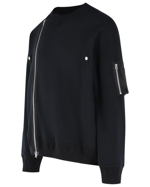Sacai Black Minimalist Cotton Blend Sweatshirt for men