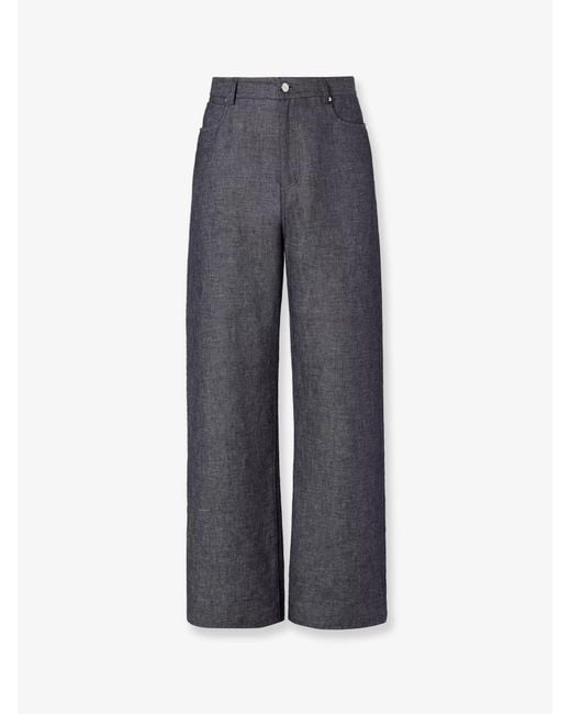 Fendi Blue Jeans Lino Cotone Seta for men
