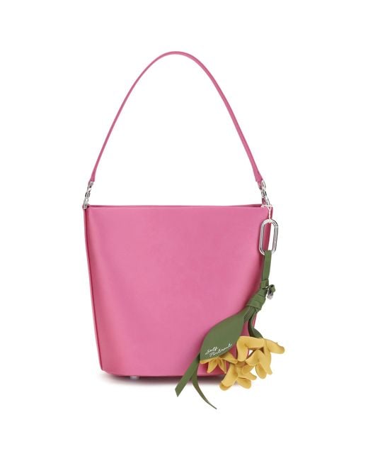 Self-Portrait Pink Bucket Bag Satin