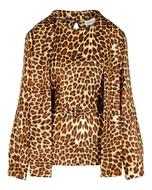 P.A.R.O.S.H. Brown Animlier Silk Blouse