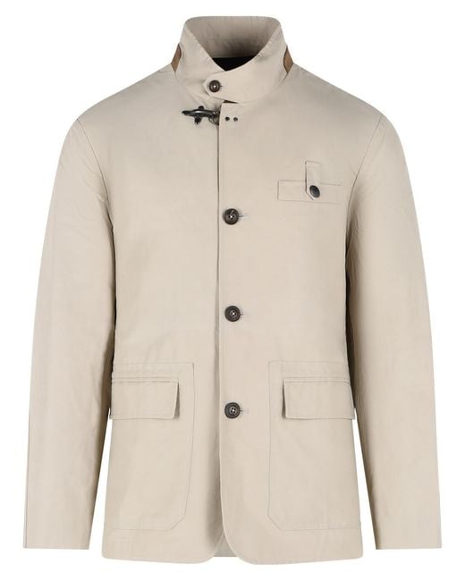 Fay Natural 'Racing' Cotton And Nylon Faille Jacket for men