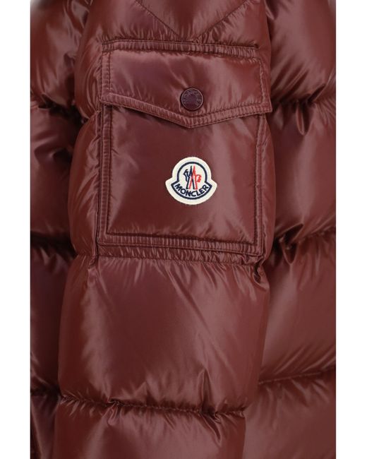 Moncler Red Maire Short Hooded Down Jacket Dark
