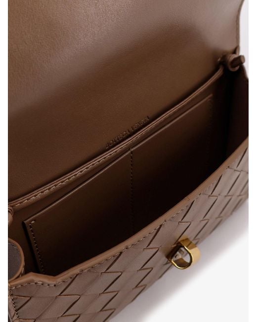 Bottega Veneta Brown Andiamo Leather Shoulder Bag With Intrecciato Motif