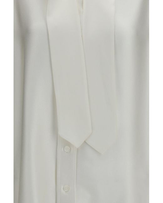 Bottega Veneta White Oversized Fluid Silk Satin Shirt