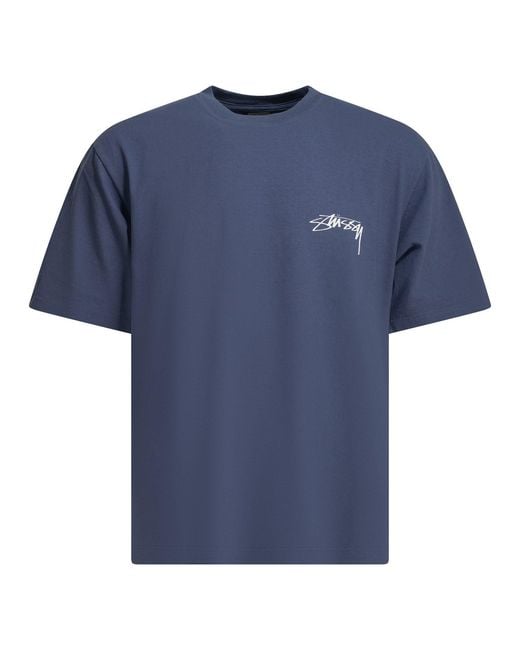 Stussy Blue Cotton T-Shirt for men