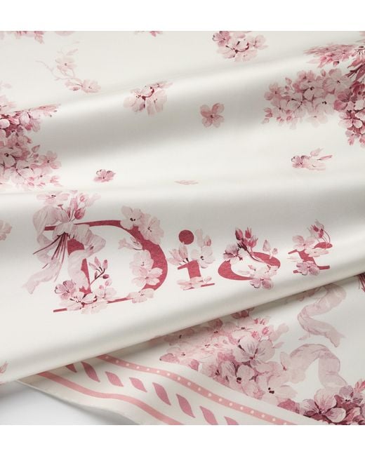 Dior Pink Lilac Bouquet 90 Silk Scarf