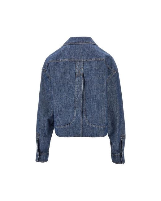 Fendi Blue Chambray Short Jacket With Leather Pocket