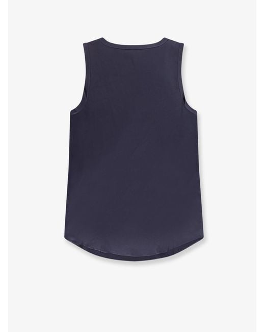 Brunello Cucinelli Blue Stretch Silk Tank Top