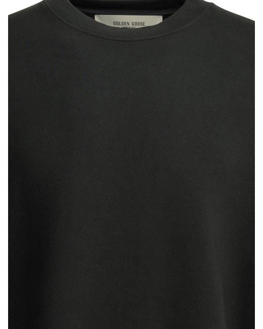 Golden Goose Deluxe Brand Black Crewneck Sweatshirt With Reverse Logo for men