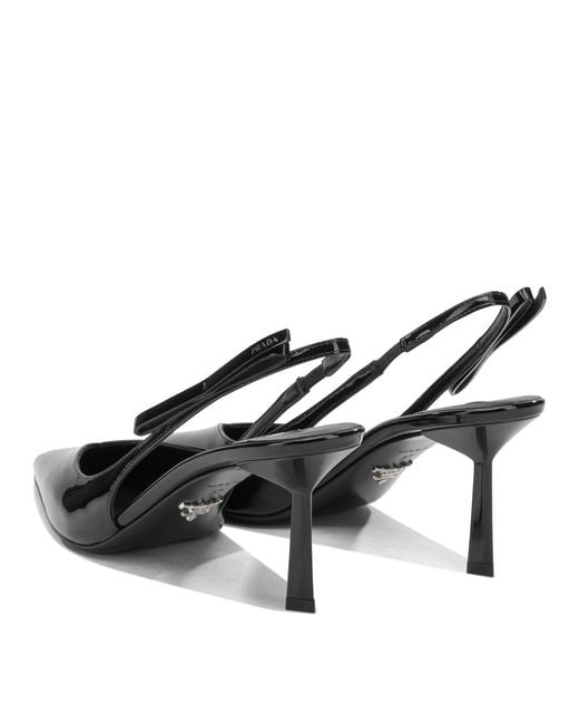 Prada Black Patent Leather Slingback