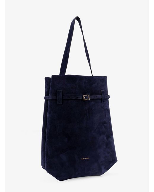 MANU Atelier Blue Tote Du Jour Suede Shoulder Bag Dark
