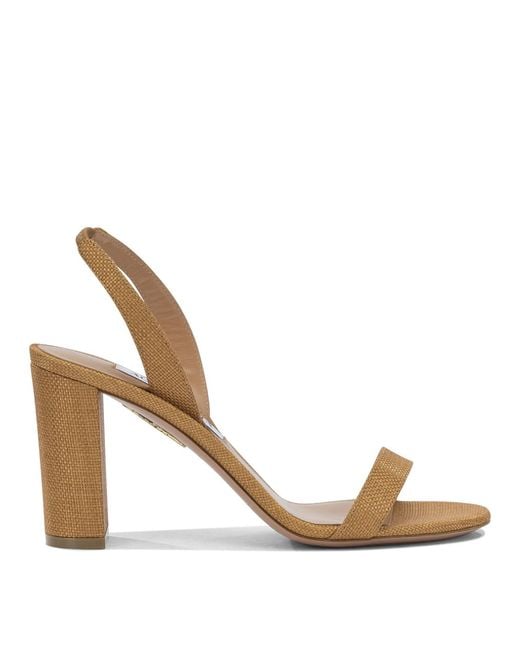 Aquazzura Metallic So Nude Block 85Mm Viscose Leather Sandals