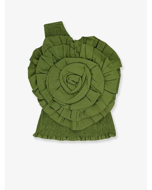 Women's Green Linen And Viscose Top
