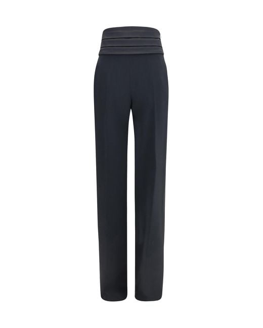 Ermanno Scervino Blue Satin High-Waisted Pants