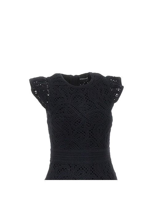 Emporio Armani Black Cornely Embroidered Fabric Mini Dress
