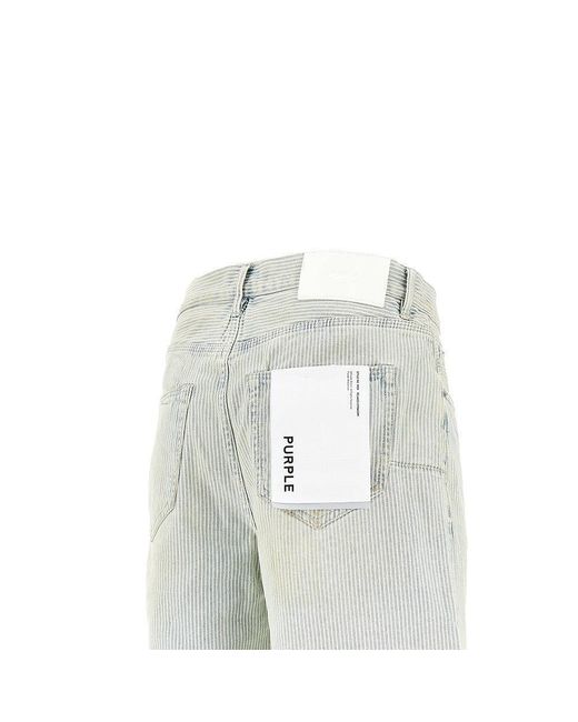 Purple Brand Gray 'P059' Striped Denim Shorts for men