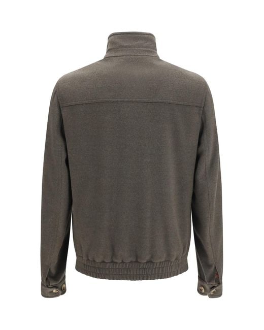 Brunello Cucinelli Gray Wool Zip Jacket With High Collar for men